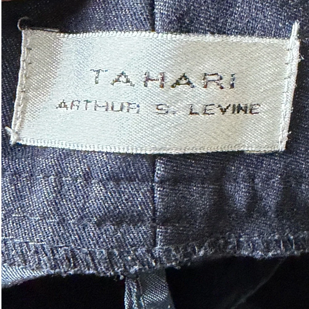 Tahari Arthur S. Levine Dress Pants Womens 14 Navy Blue Wide Leg Career Trousers